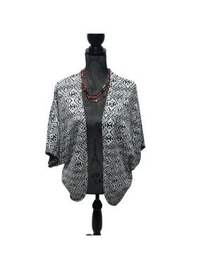 Xhileration Cardigan Womens Size Medium Black White Aztec Open Front Sweater